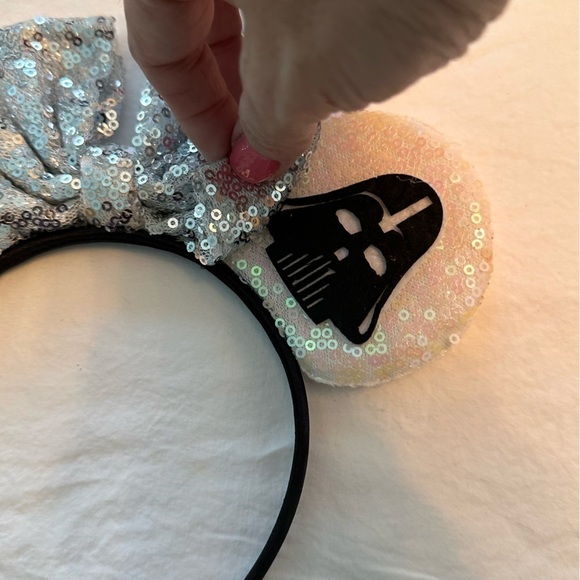 Star Wars Darth Vader/Stormtrooper Disney Mouse Ears Sequined w/Silver Bow *Rare - Picture 2 of 4